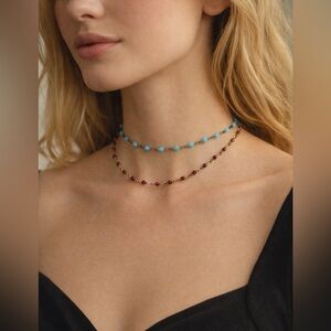 Chic Beaded Necklace in Blue and Red